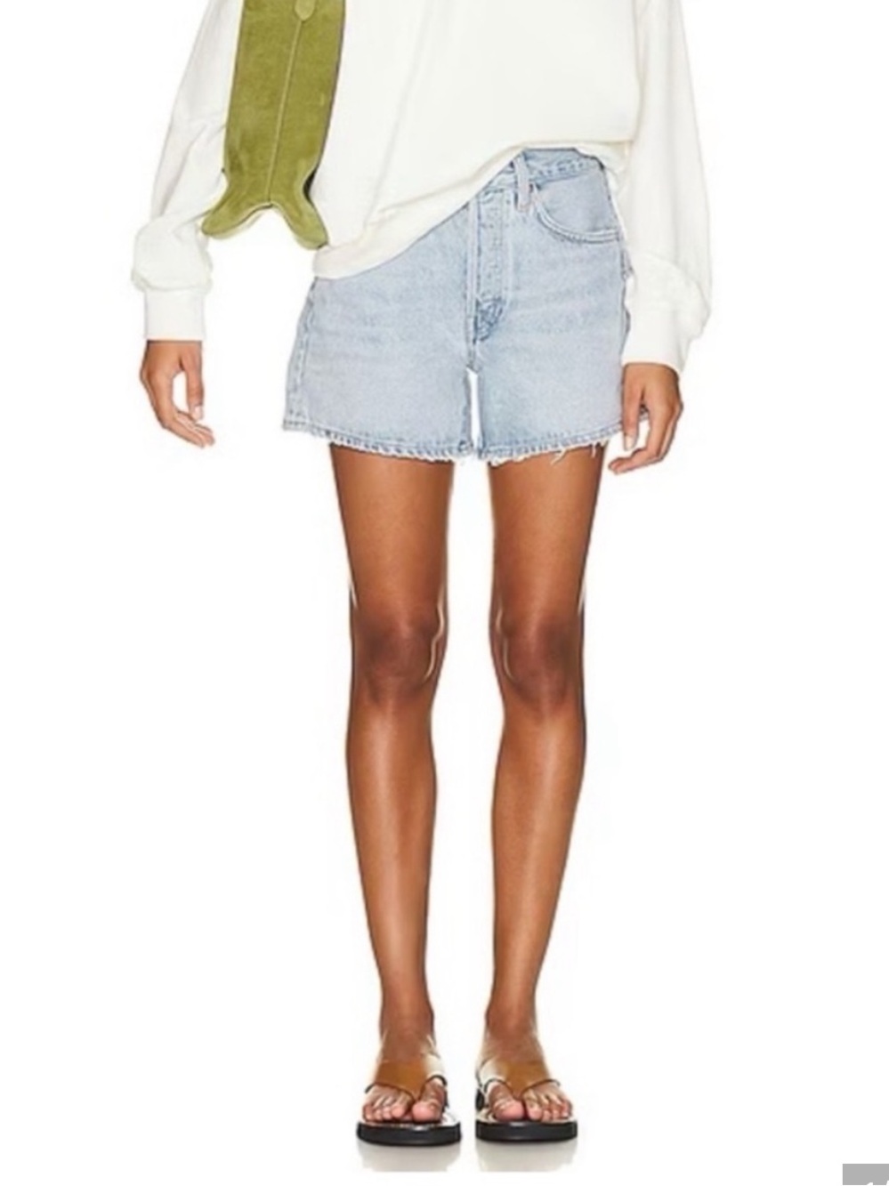 AGOLDE Light Wash High-Rise Parker Long Jean Shorts
